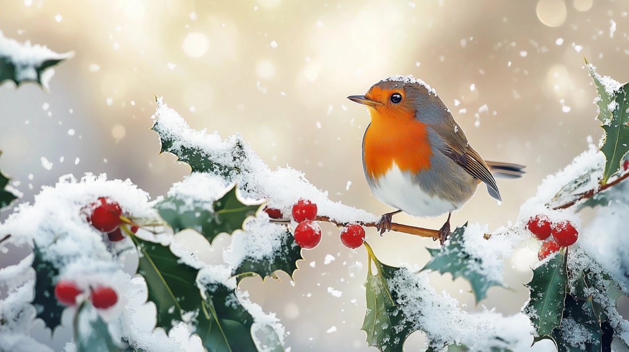 Winter Robin in Snowy Scene Stunning Stock Photo for Christmas, Nature, and Wildlife Photography Projects