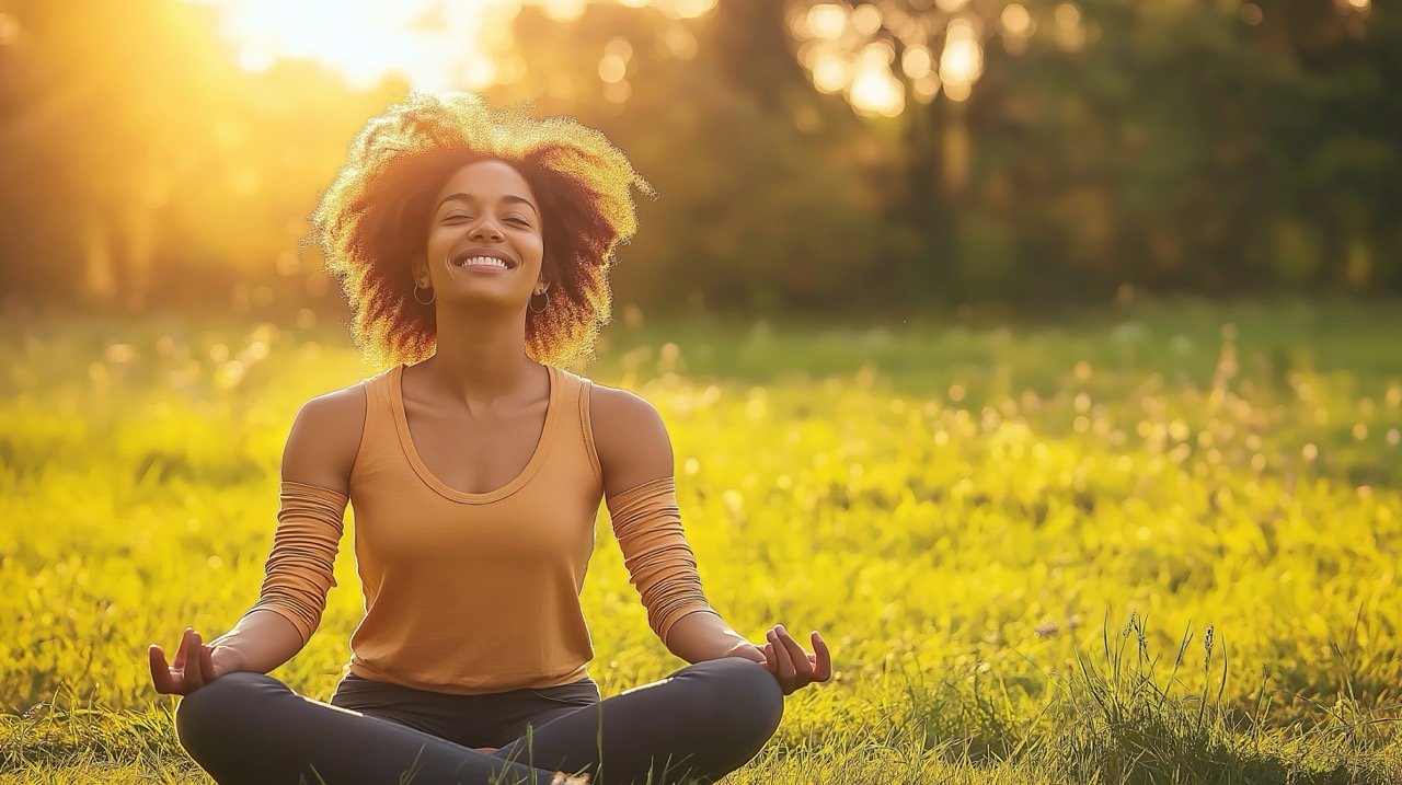 Young Woman Practicing Yoga Outdoors, Representing Healthy Lifestyle, Nature, and Wellbeing in Natural Setting